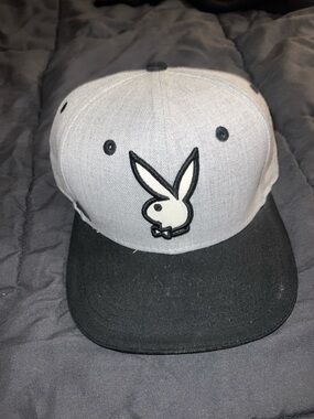 PLAYBOY Gray and Black Snapback